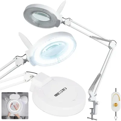 Obrázek produktu pro Lampa na prodlužování řas LED stolní se svorkou bílá