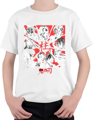 Obrázek produktu pro Zabiják démonů Kimetsu no Yaiba Hashira Anime Gift Vintage Uni dětské tričko, bílá, 152 cm