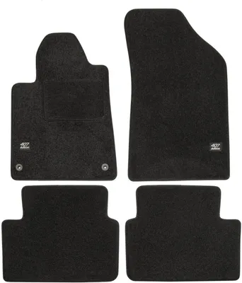Image de Logo Tapis De Sol Noir Velours Sur Mesure Pour Peugeot 407 2004-2011 4pcs, Base Antidérapante, Tapis conducteur renforcé