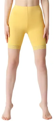 Image de Leggings courts pour femme Bellivalini en viscose avec dentelle BLV50-216 (jaune, M)