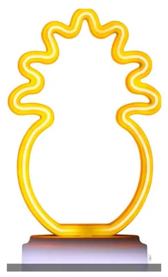 Image de Lampe néon Grundig – Lampe de table rechargeable avec port USB-C et câble inclus – Motif ananas – 23,5 x 11,2 cm – Jaune