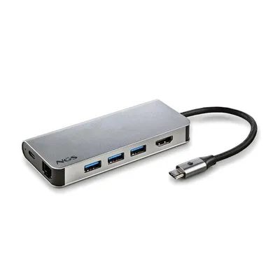 Produktbild von NGS WONDER DOCK 8, USB 2.0 Type-C, 60 W, Silber, MicroSD (TransFlash), SD, 30 Hz, HDMI, RJ-45, USB 3.2 Gen 1 (3.1 Gen 1) Type-A, USB Typ-C