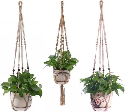 Produktbild von Pflanzenhänger 3/4-teilig Boho Dekoration Baumwollseil Topfhalter