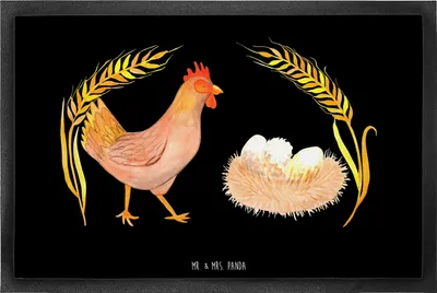 Produktbild von Mr. & Mrs. Panda fußmatte Huhn Stolz 60 x 90 cm - Schwarz - Geschenk, Hahn, Hof, Geburt, Schmutzmatte, Bodenvorleger, Magie, Motivation, Spruch, Schmutzfänger, Bauernhof