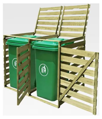 Produktbild von Schuppen für zwei Mülltonnen, imprägniertes Holz, 240 l
