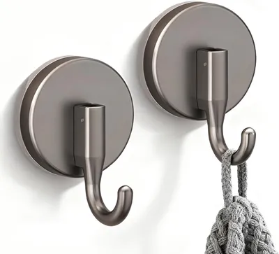 Imagen del producto de 2 ganchos con ventosas, resistentes, soporte para toallas sin necesidad de taladro, gancho reutilizable, gancho para abrigos con ventosa, para colgar, color gris