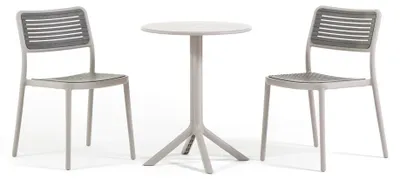 Image de Ensemble de jardin comprenant une table de 60 cm de diamètre et 2 chaises empilables en polypropylène robuste renforcé de fibre de verre, pour balcon, terrasse, bar ou jardin - Elia + Molly
