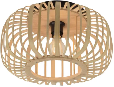 Zdjęcie produktu dla Lampa sufitowa RACOON brązowa 1xE27x40W drewno wym:23x42x42cm IP20 Leuchten Direkt