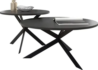 Produktbild von MIRJAN24 Im Set zwei Couchtische Libre, 2er-Set, Beine aus Stahl, Wohnzimmer-Set, Kaffeetisch (Farbe: Schwarz Molet)