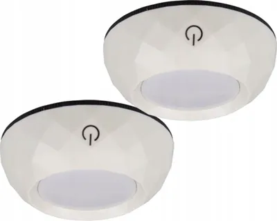 Zdjęcie produktu dla 2x Lampka Podszafkowa LED Samoprzylepna Okrągła na Baterie 4000K 3xAAA Biała