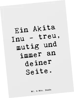 Produktbild von Mr. & Mrs. Panda Postkarte Spruch Akita Inu Freund - Weiß - Geschenk, Postkarten, Hund, Ansichtskarte, Ansichtskarten, bildkarte, loyal, intelligenter, Hunderassen, treu