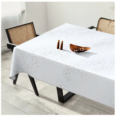 Tischdecke Wachstuch MIMOSA Blumen Weiß Robust Wasserabweisend Breite 140 cm Länge 220 cm, Hauptbild
