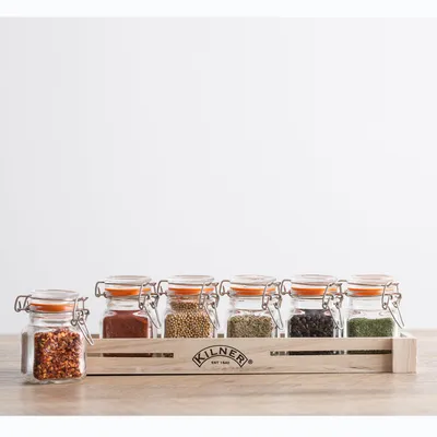 Produktbild von KILNER 6 Gewürzgläser im Holzkasten, Länge 33 cm