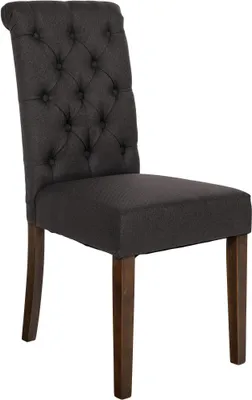 Produktbild von CLP Esszimmerstuhl Lisburn Mit Lehne im Chesterfield Design schwarz Material Stoff
