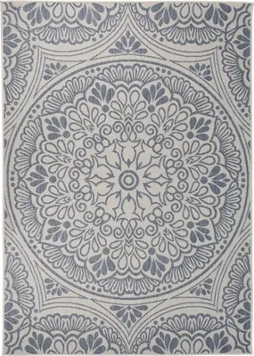 Productafbeelding van Buitenkleed met patroon platgeweven 140x200 cm blauw