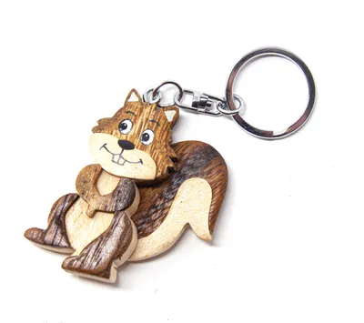 Image de Porte-clés en bois - écureuil