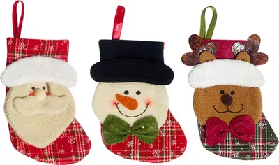 Produktbild von Vivi Idee 3D Nikolausstrumpf 20cm 3er Set Weihnachtsstrumpf Nikolausstiefel Weihnachtssocken Kamin Christmas deko Christmas Stocking