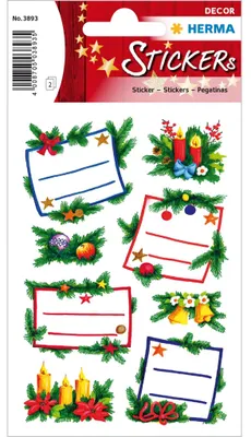 Produktbild von HERMA Weihnachts Sticker DECOR "Tannengestecke" Widmung 2 Blatt à 8 Sticker