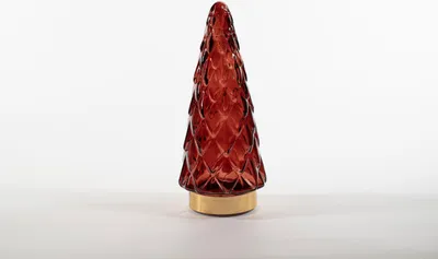 Productafbeelding van Tree Glass 10,5 x 24,5 cm Burgundy With Golden Base 10Led Anna's Collection