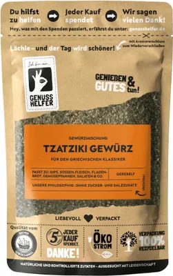 Produktbild von Tzatziki Gewürzmischung, gerebelt, leckeres Gewürz für authentisches Tzatziki, aromatisches Quark und Joghurt Gewürz, 3 x 75g