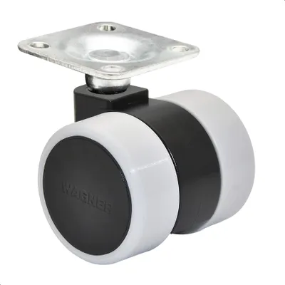 Produktbild von WAGNER Design Möbelrolle SOFT - Ø 38 mm, schwarz / grau, Anschraubplatte 42 x 40 mm, Tragkraft 70 kg - DE Ware - 01024189