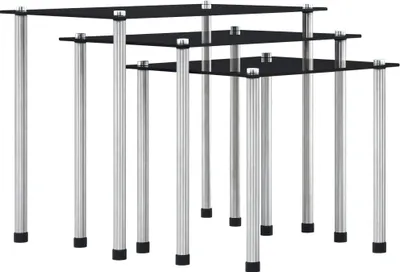 Produktbild von Satztische 3 Stk. Schwarz Hartglas