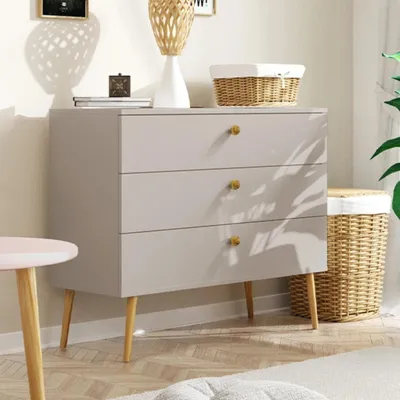 Image de Commode 100 cm NATURA Gris Cachemire 3 tiroirs Soft-Close