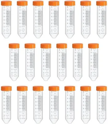 Produktbild von Laboratoriumbuisen aus Kunststoff - 50 ml - 20 Stück - Transparant - Schroefdop - Ideal für Laborversuche