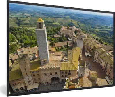 Produktbild von MuchoWow® MuchoWow® Gerahmtes Poster San Gimignano von oben in der Toskana, Italien 60x40 cm - Poster mit zchwarzem Bilderrahmen - Printing - Wanddeko Schlafzimmer