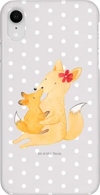 Produktbild von Mr. & Mrs. Panda Iphone XR Handyhülle Fuchs Mama - Grau Pastell - Geschenk, Tochter, Mutter, Premium Kunststoff, Schoß, Handy Case, Muttertag