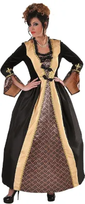 Produktbild von M215160-M-A schwarz-gold Damen Rokoko Barock Kleid Kostüm Marquise Baronin Gr.M