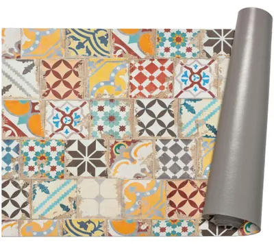 Produktbild von Küchenläufer 67x100cm Bunt abwaschbar Fliesenmix LADY Läufer Küchenteppich Stoff-Teppich