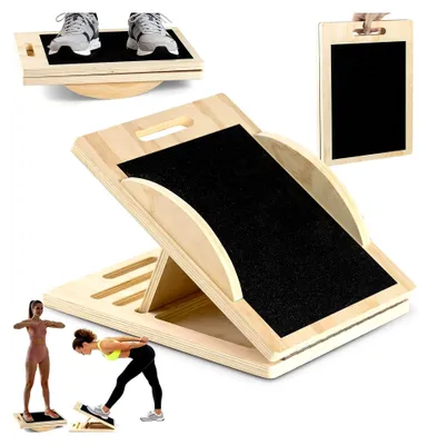 Produktbild von 2-in-1 Wadendehner Balance Board für Erwachsene aus Holz, klappbares Schrägbrett mit Tragegriff