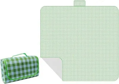 Obrázok produktu pre Vodovzdorná pikniková deka – prenosná plážová deka na výlety – pikniková podložka do prírody – na kempovanie a cestovanie – 200 x 200 cm (zelená)