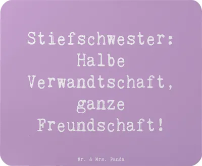 Produktbild von Mr. & Mrs. Panda Mouse Pad Spruch Stiefschwester Freundschaft - Lavendeltraum - Geschenk, pc mausunterlage, emotionale Verbindung, Dankeschön, Familie und Verwandte