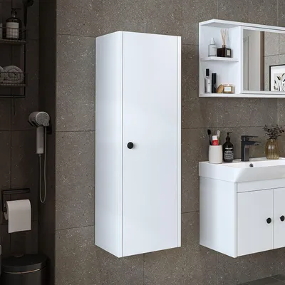 Productafbeelding van Skye Decor, hoogwaardige badkamerkast (ouderlijk controlesysteem), wit, 35x110x30 cm, 100% melamine