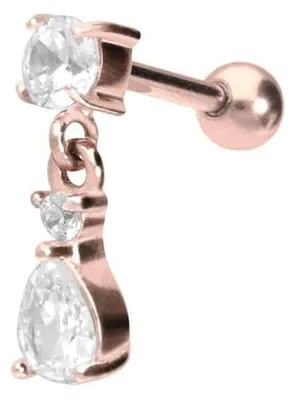 Produktbild von Ohrpiercing Chirurgenstahl Ohrpiercing EINGEFASSTER KRISTALL + KRISTALLTROPFEN