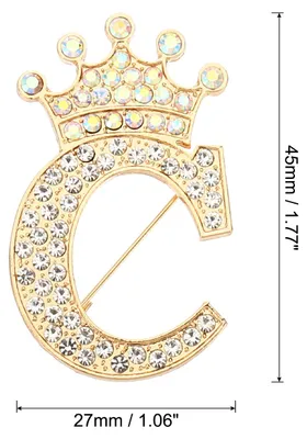 Produktbild von Brief Brosche Pins, Initial Strass Alphabet C Brief Reversnadeln fš¹r Damenanzš¹ge Kleider Mantel Kleidung Handwerk, Goldton