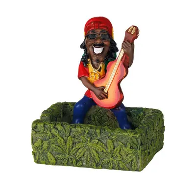 Produktbild von AKRA Aschenbecher im Rasta Design, stehend mit Gitarre, Durchmesser 9cm