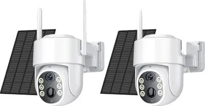 Image de Caméra de surveillance, alimentée par énergie solaire, angle de vision à 360°, 2 caméras sans carte