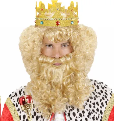 Produktbild von Herrschaftliche Königsperücke mit Bart Blond