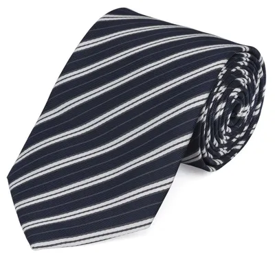 Produktbild von Fabio Farini - 1 Stück elegante Dunkelblaue Herren Schlips - Krawatten in 6cm Breit (8cm), Dunkelblau/Grau/Weiß