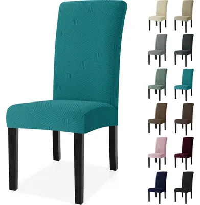 Immagine prodotto di Set di 4 copri-sedie, elasticizzati, lavabili, universali, color turchese