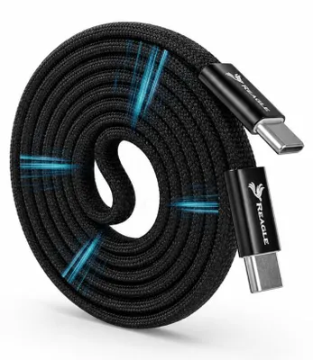 Produktbild von Magnetisches USB C auf USB C Kabel 100W PD Schnellladekabel 1m Reagle Ladekabel Datenkabel für Smartphone Tablet Laptop Magnet Schnelllader Schwarz