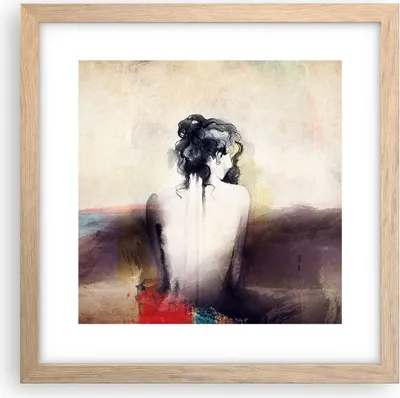 Produktbild von Gerahmtes Poster - Rahmen in heller Eiche - Frau handeln nackt - 30x30 cm - Wand Bild - Wanddeko - Wandbilder - Wandposter - Bilderrahmen - Bilder - Kunstdruck - Wandbild - P2NAC30x30-3657