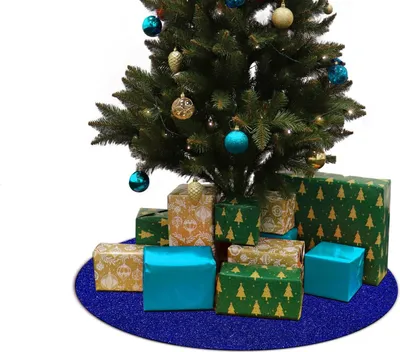Produktbild von Primaflor Weihnachtsbaum Unterlage GLIMMER - Rund - Blau - Ø 30cm - B1 Tannenbaumdecke, Decke für Weihnachtsbäume - Tannenbaum Bodenmatte