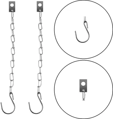 Produktbild von Sicherungshaken Anhänger S Haken mit Sicherungskette aus Metall silber für Wohnwagen Gartentor 2 Stück Länge 24 cm