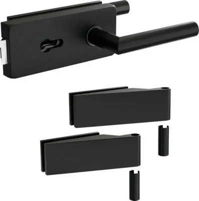 Produktbild von Pertura Glastürbeschlag Aiko Studio PZ Schwarz inkl. 2 Rahmenteile für Holzzargen