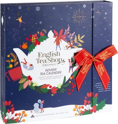 Produktbild von ETS - Teebuch Adventskalender mit Schleife "Christmas Night", 25 x BIO-Tees in Pyramidenbeutel