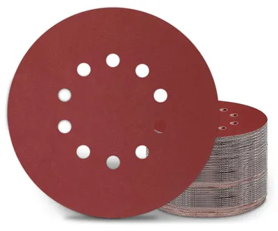 Immagine prodotto di Carta abrasiva, confezione da 50 pezzi, 225 mm, con sistema di fissaggio a velcro, grana P400, con 10 fori, per levigatrici per cartongesso